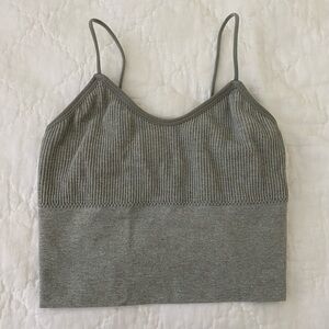 Gray Ribbed Cropped Tank Top
